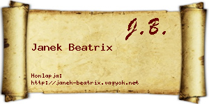 Janek Beatrix névjegykártya